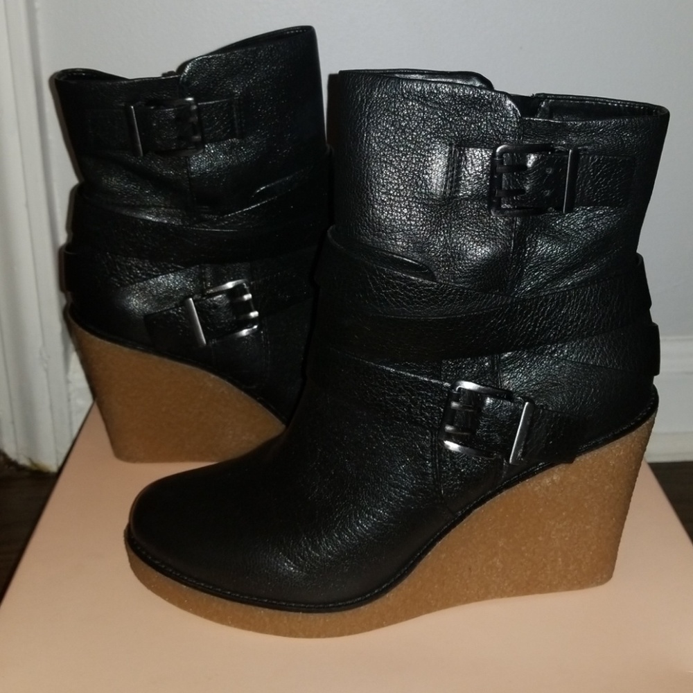 Black buckle booties